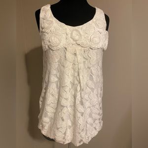 Rain white lace rosette top size L
